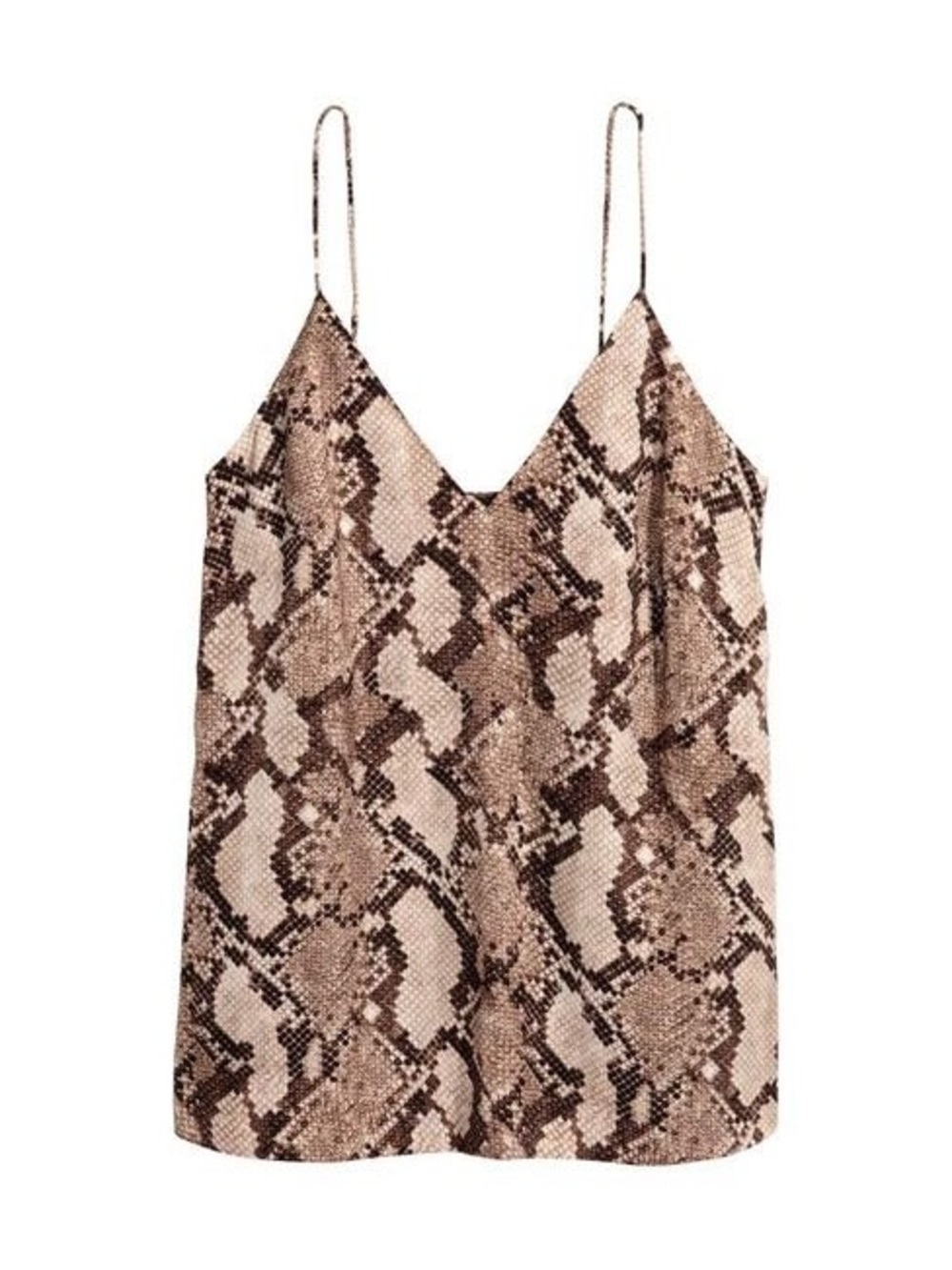 H&M| Breezy Snakeskin Silky Cami Blouse in Browns & Cream Sz 10